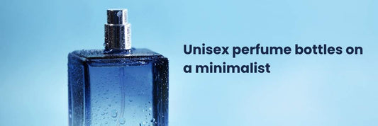 Unisex perfume bottles on a minimalist